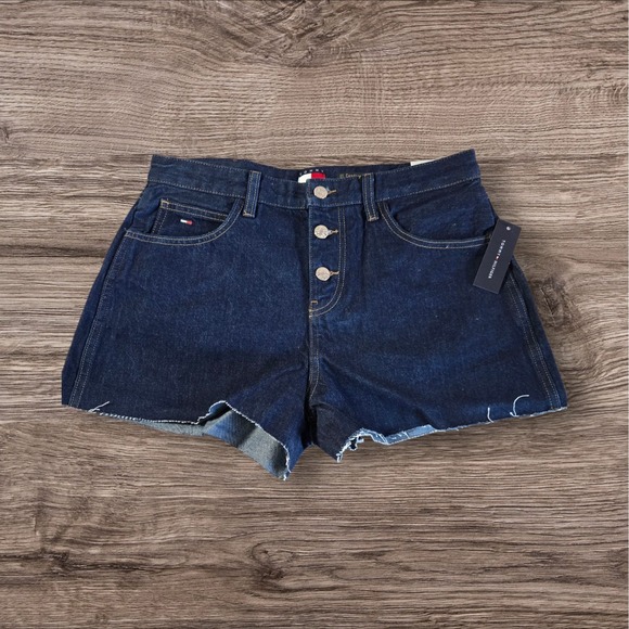 Tommy Hilfiger Pants - Tommy Hilfiger Womens High Rise‎ Denim Shorts Dark Wash Button Fly NWT 31